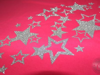 Textildruck in exklusivem Glitzerdesign. Garantiert ein absoluter Hingucker!